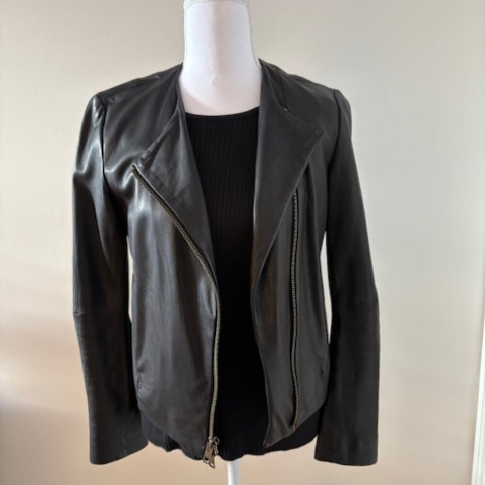 Vince Women's Black Leather Moto Jacket